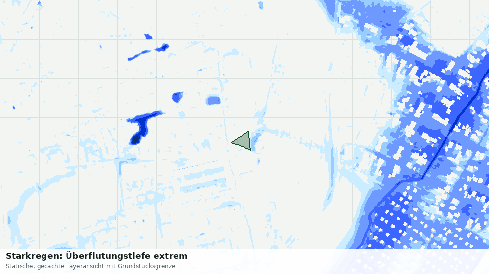 Statische Kartenansicht: Starkregen: Überflutungstiefe extrem