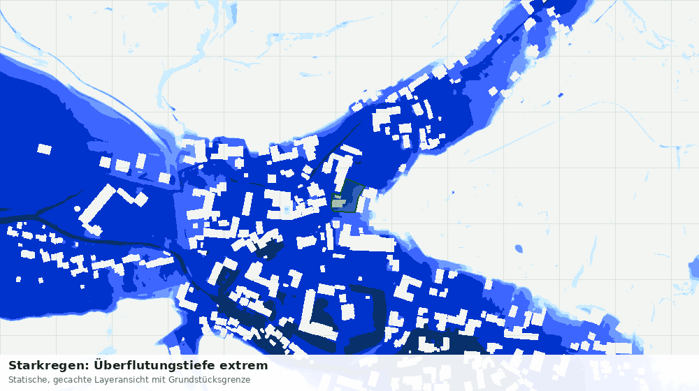 Statische Kartenansicht: Starkregen: Überflutungstiefe extrem