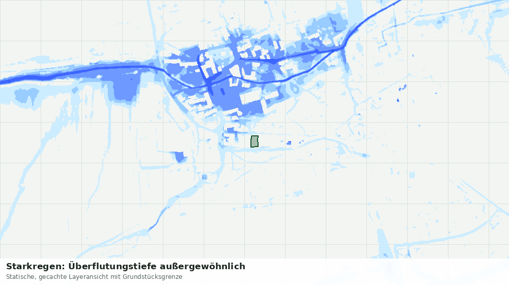 Statische Kartenansicht: Starkregen: Überflutungstiefe außergewöhnlich