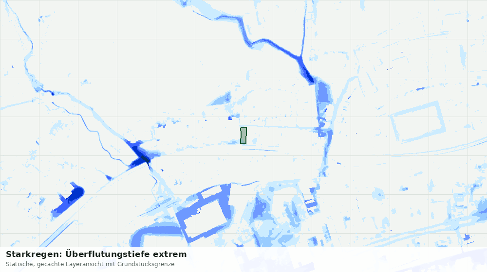 Statische Kartenansicht: Starkregen: Überflutungstiefe extrem