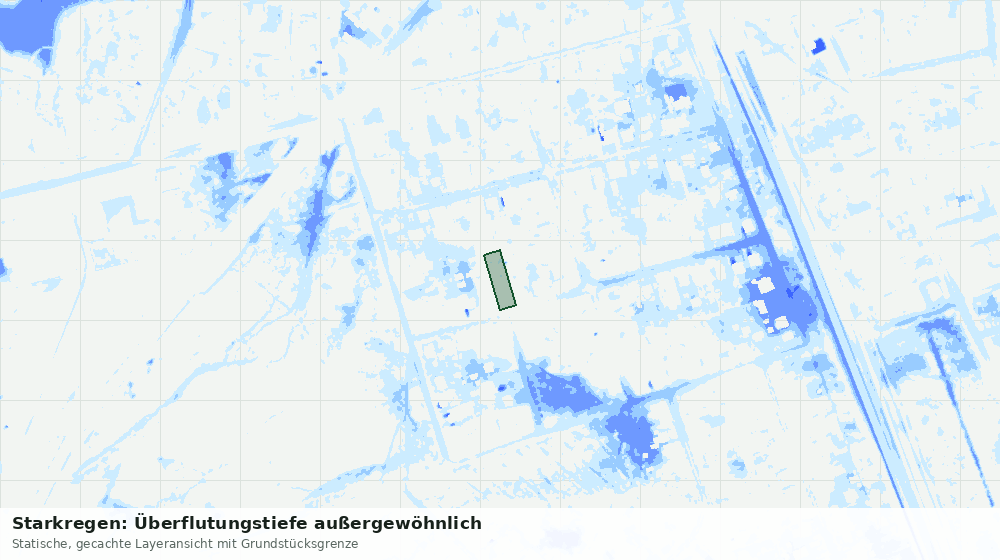 Statische Kartenansicht: Starkregen: Überflutungstiefe außergewöhnlich