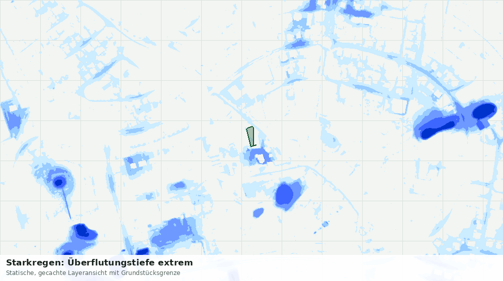 Statische Kartenansicht: Starkregen: Überflutungstiefe extrem