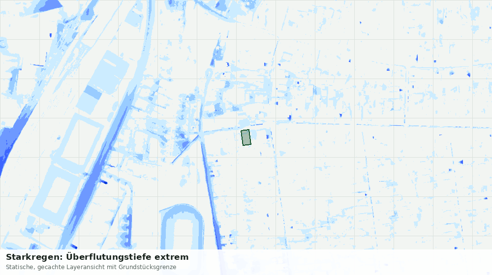 Statische Kartenansicht: Starkregen: Überflutungstiefe extrem