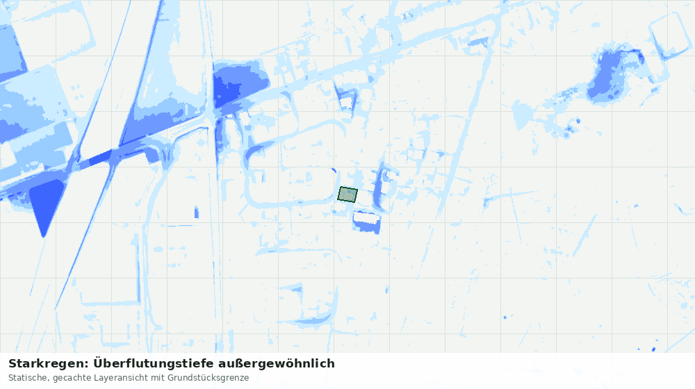 Statische Kartenansicht: Starkregen: Überflutungstiefe außergewöhnlich