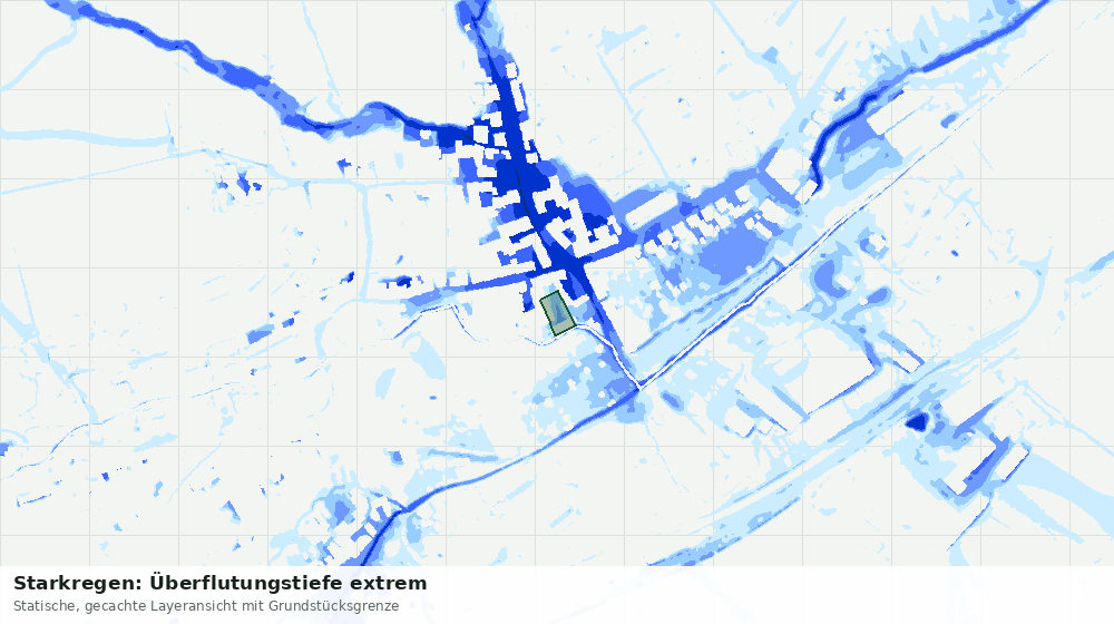 Statische Kartenansicht: Starkregen: Überflutungstiefe extrem
