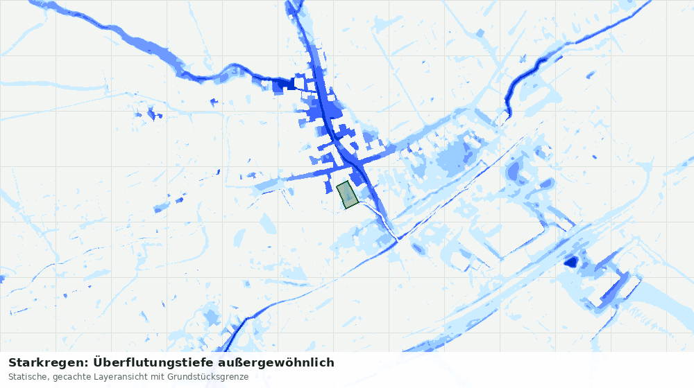 Statische Kartenansicht: Starkregen: Überflutungstiefe außergewöhnlich