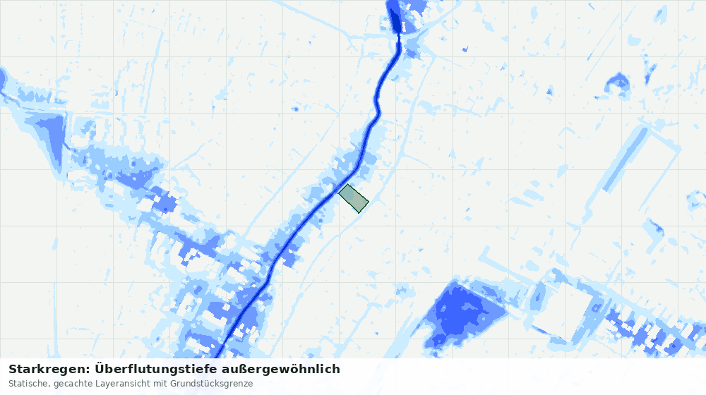 Statische Kartenansicht: Starkregen: Überflutungstiefe außergewöhnlich