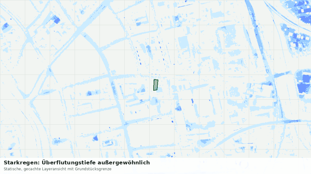 Statische Kartenansicht: Starkregen: Überflutungstiefe außergewöhnlich