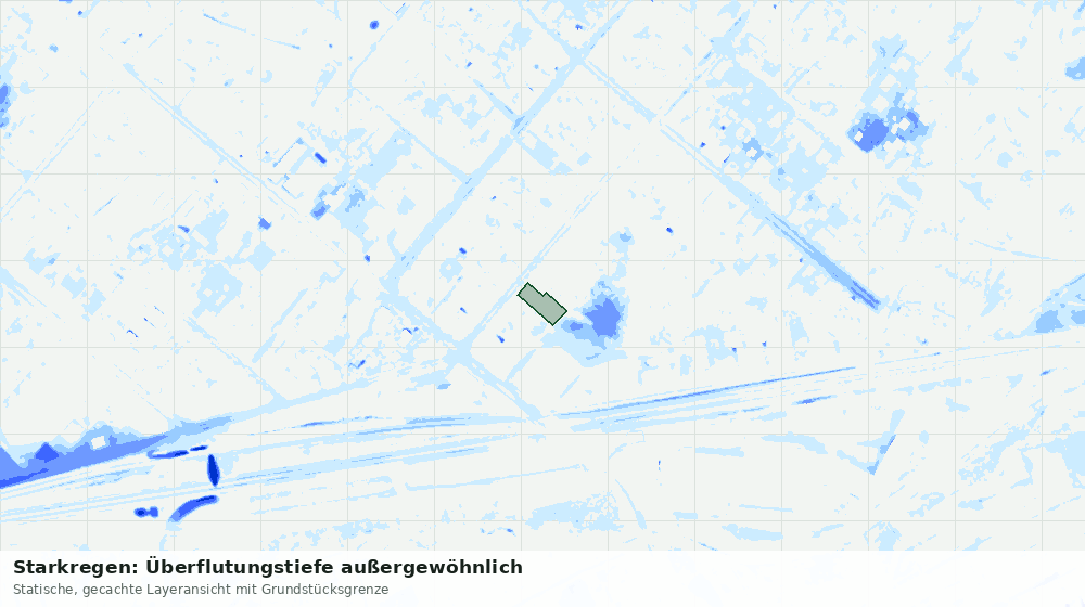 Statische Kartenansicht: Starkregen: Überflutungstiefe außergewöhnlich