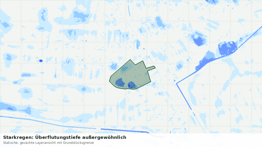 Statische Kartenansicht: Starkregen: Überflutungstiefe außergewöhnlich