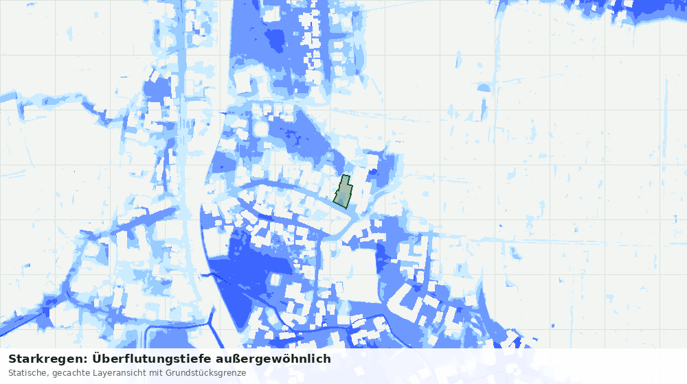Statische Kartenansicht: Starkregen: Überflutungstiefe außergewöhnlich