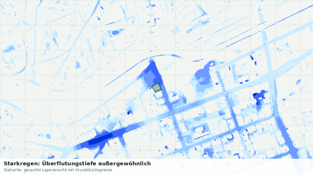 Statische Kartenansicht: Starkregen: Überflutungstiefe außergewöhnlich