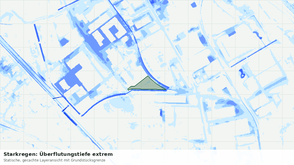 Statische Kartenansicht: Starkregen: Überflutungstiefe extrem