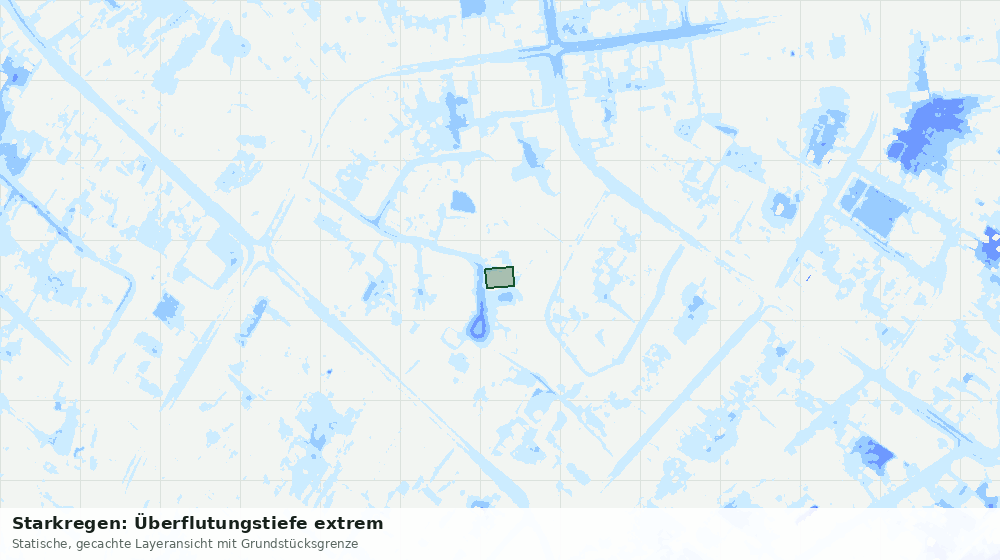 Statische Kartenansicht: Starkregen: Überflutungstiefe extrem