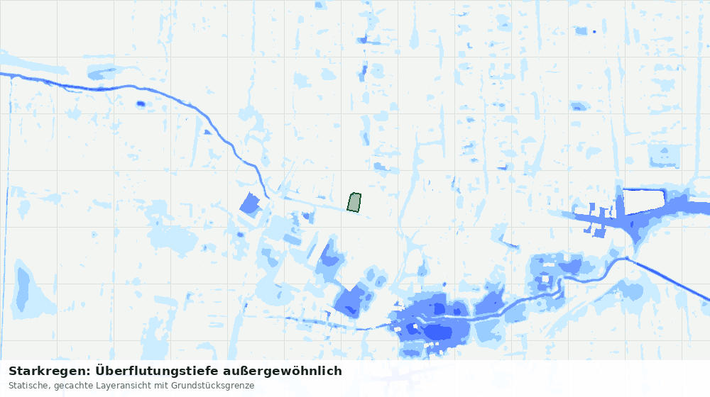 Statische Kartenansicht: Starkregen: Überflutungstiefe außergewöhnlich