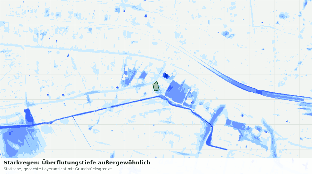 Statische Kartenansicht: Starkregen: Überflutungstiefe außergewöhnlich