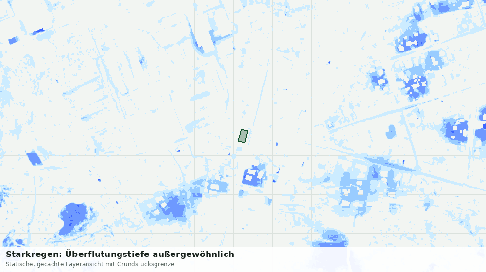 Statische Kartenansicht: Starkregen: Überflutungstiefe außergewöhnlich