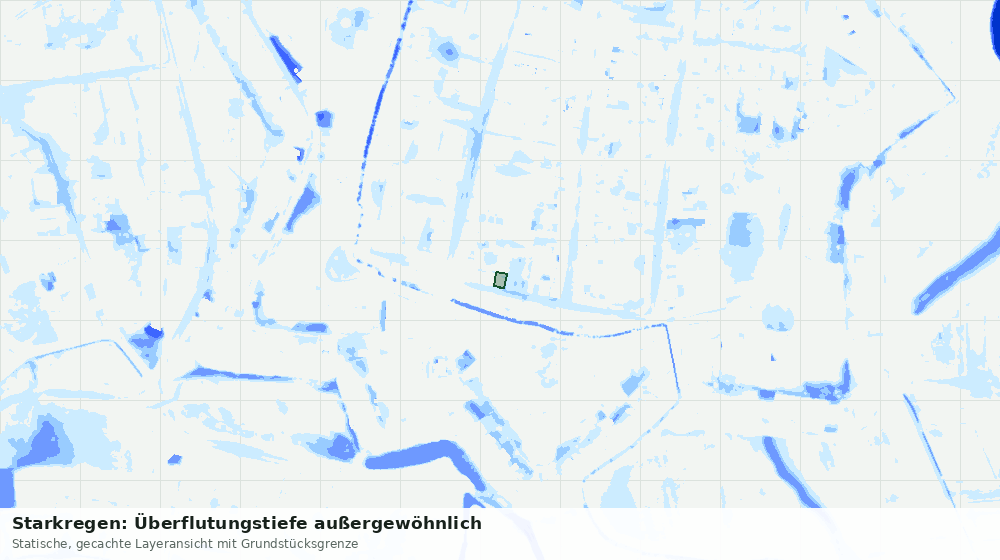Statische Kartenansicht: Starkregen: Überflutungstiefe außergewöhnlich