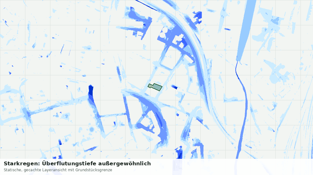 Statische Kartenansicht: Starkregen: Überflutungstiefe außergewöhnlich