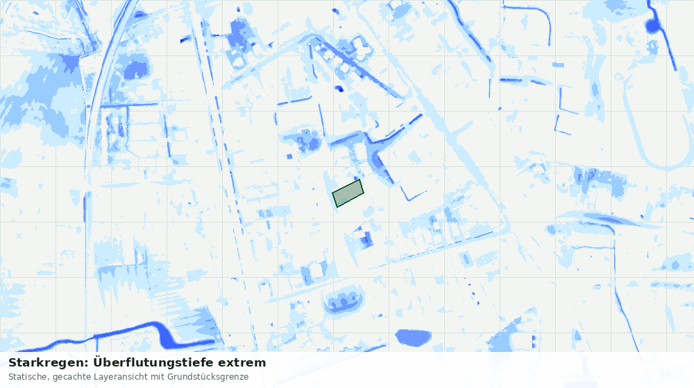 Statische Kartenansicht: Starkregen: Überflutungstiefe extrem