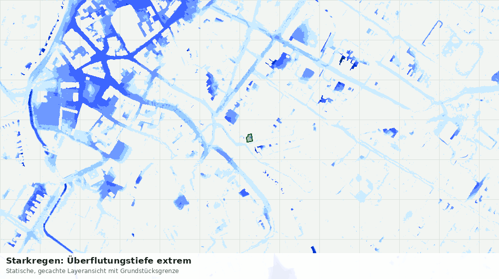 Statische Kartenansicht: Starkregen: Überflutungstiefe extrem