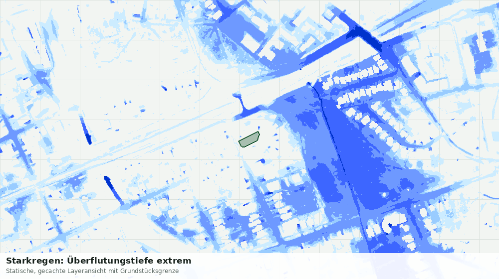 Statische Kartenansicht: Starkregen: Überflutungstiefe extrem