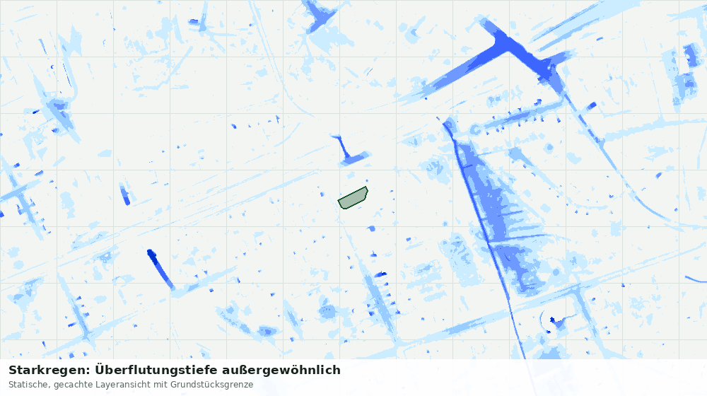 Statische Kartenansicht: Starkregen: Überflutungstiefe außergewöhnlich