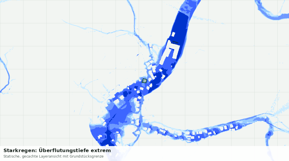 Statische Kartenansicht: Starkregen: Überflutungstiefe extrem