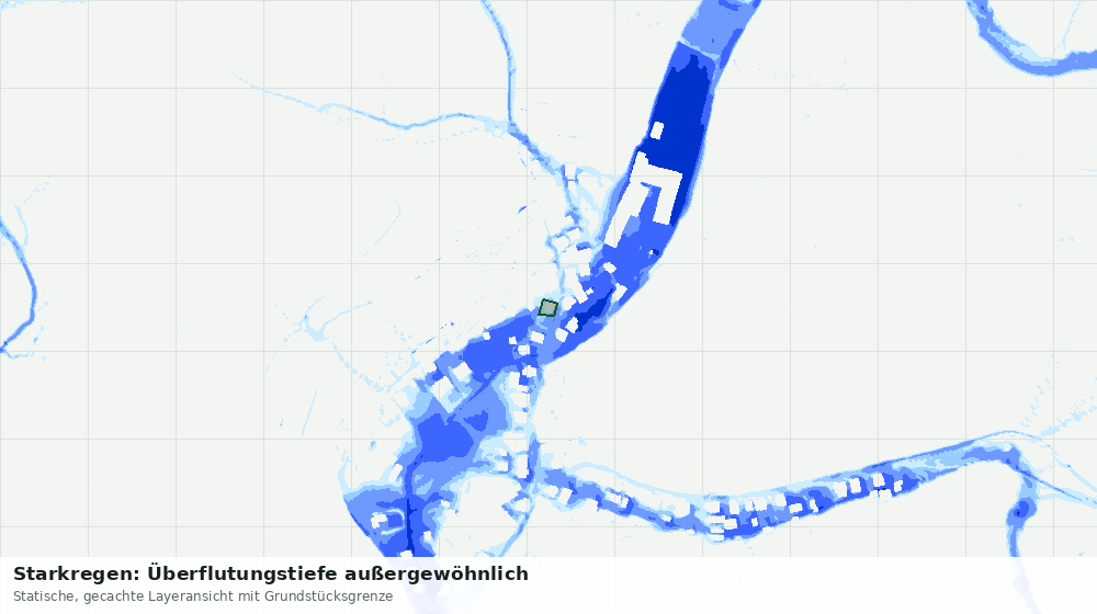 Statische Kartenansicht: Starkregen: Überflutungstiefe außergewöhnlich