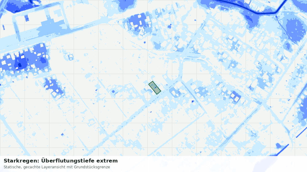 Statische Kartenansicht: Starkregen: Überflutungstiefe extrem