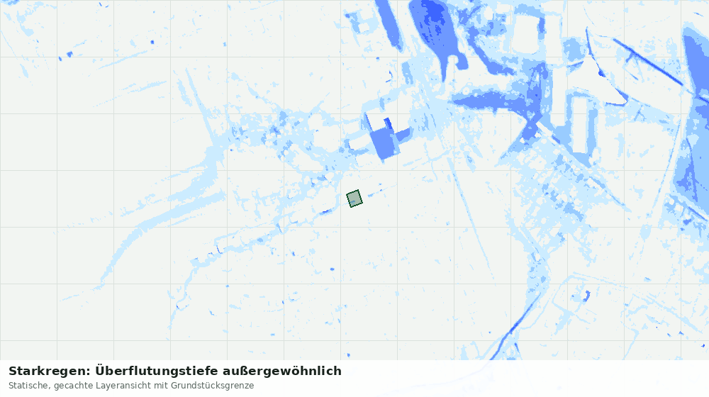 Statische Kartenansicht: Starkregen: Überflutungstiefe außergewöhnlich