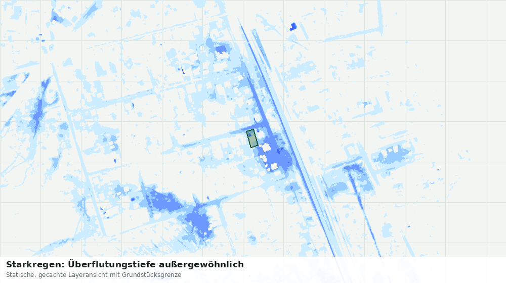 Statische Kartenansicht: Starkregen: Überflutungstiefe außergewöhnlich