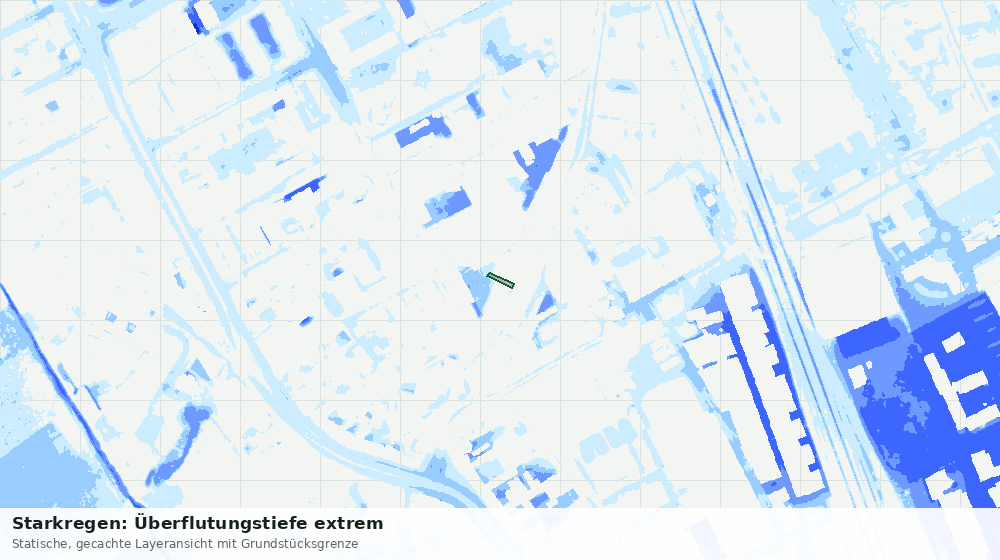 Statische Kartenansicht: Starkregen: Überflutungstiefe extrem