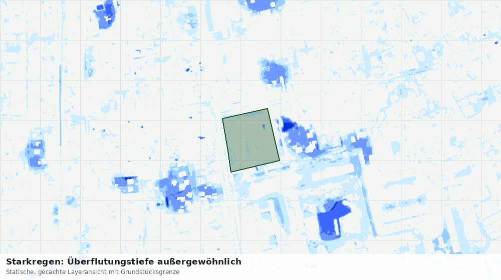 Statische Kartenansicht: Starkregen: Überflutungstiefe außergewöhnlich