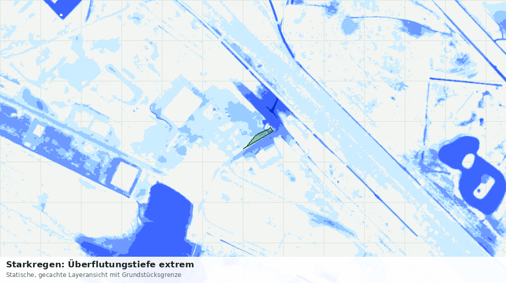 Statische Kartenansicht: Starkregen: Überflutungstiefe extrem
