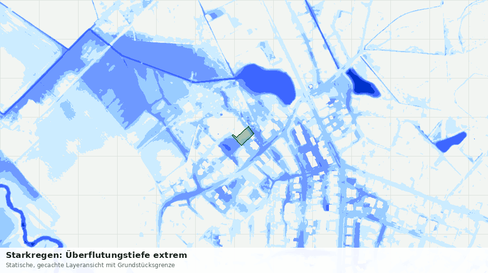 Statische Kartenansicht: Starkregen: Überflutungstiefe extrem