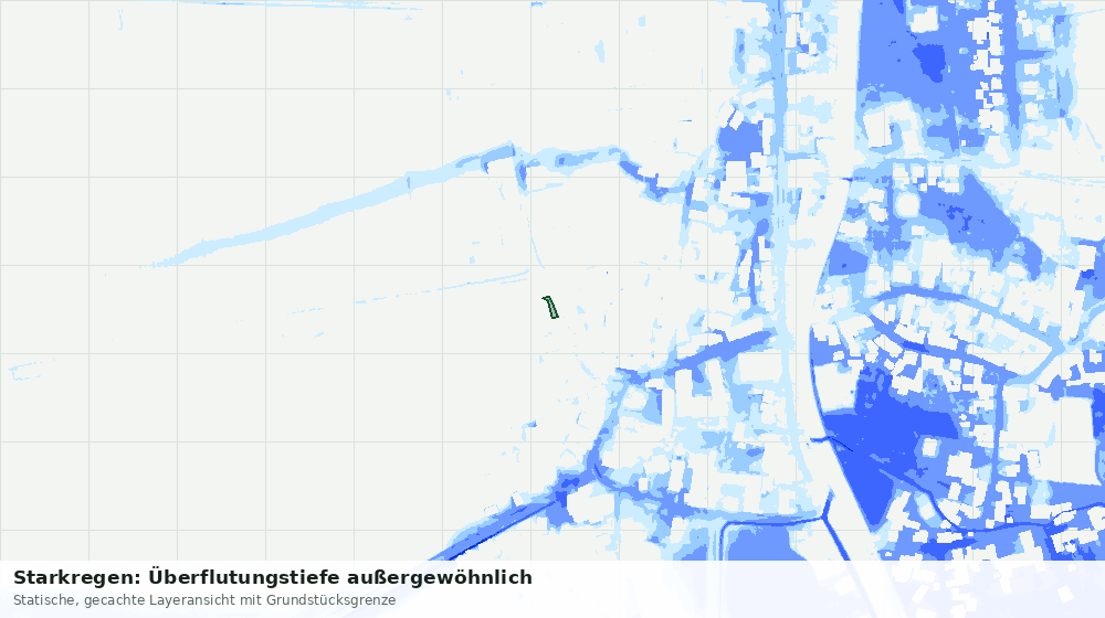 Statische Kartenansicht: Starkregen: Überflutungstiefe außergewöhnlich