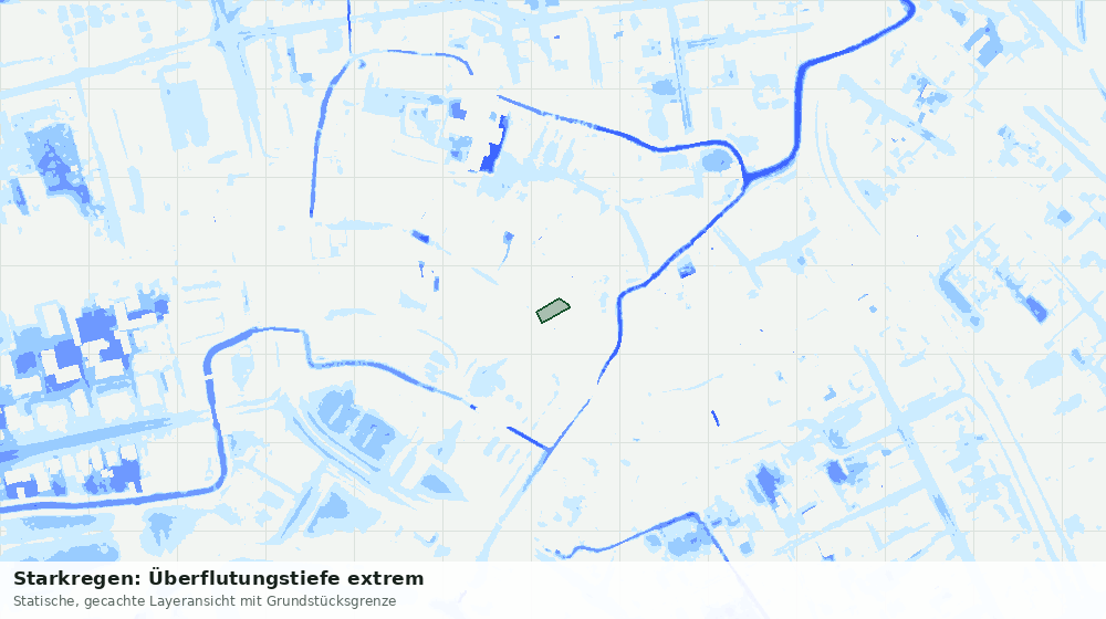 Statische Kartenansicht: Starkregen: Überflutungstiefe extrem