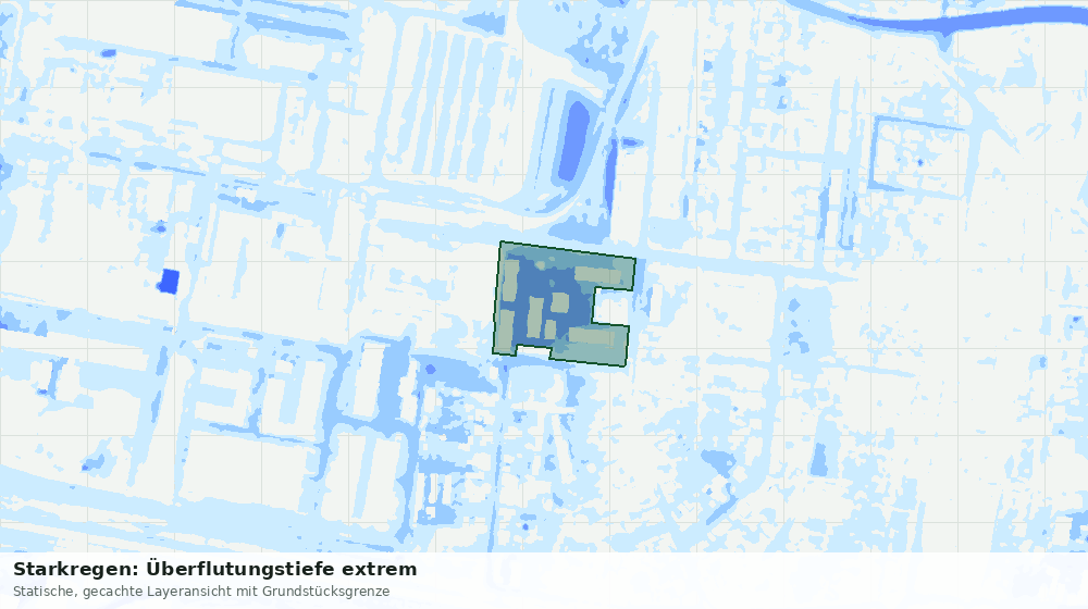 Statische Kartenansicht: Starkregen: Überflutungstiefe extrem