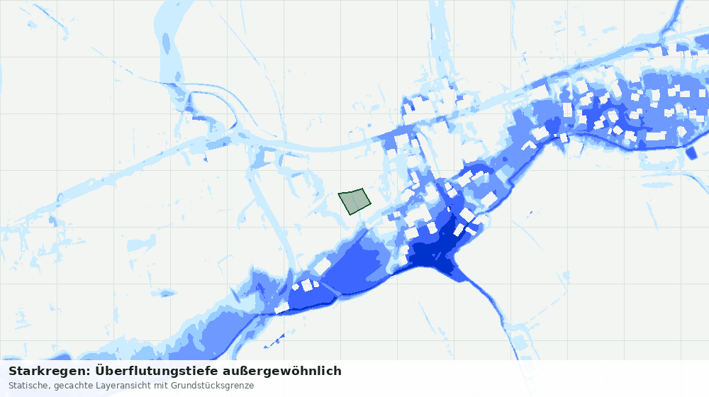 Statische Kartenansicht: Starkregen: Überflutungstiefe außergewöhnlich