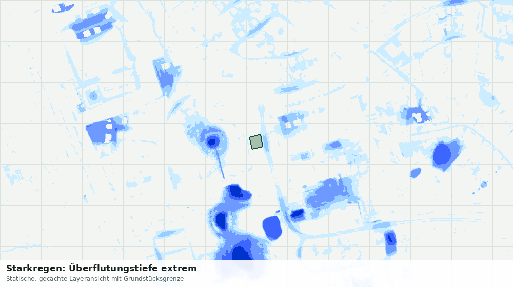 Statische Kartenansicht: Starkregen: Überflutungstiefe extrem