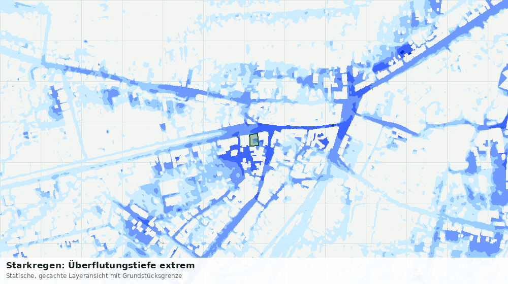 Statische Kartenansicht: Starkregen: Überflutungstiefe extrem