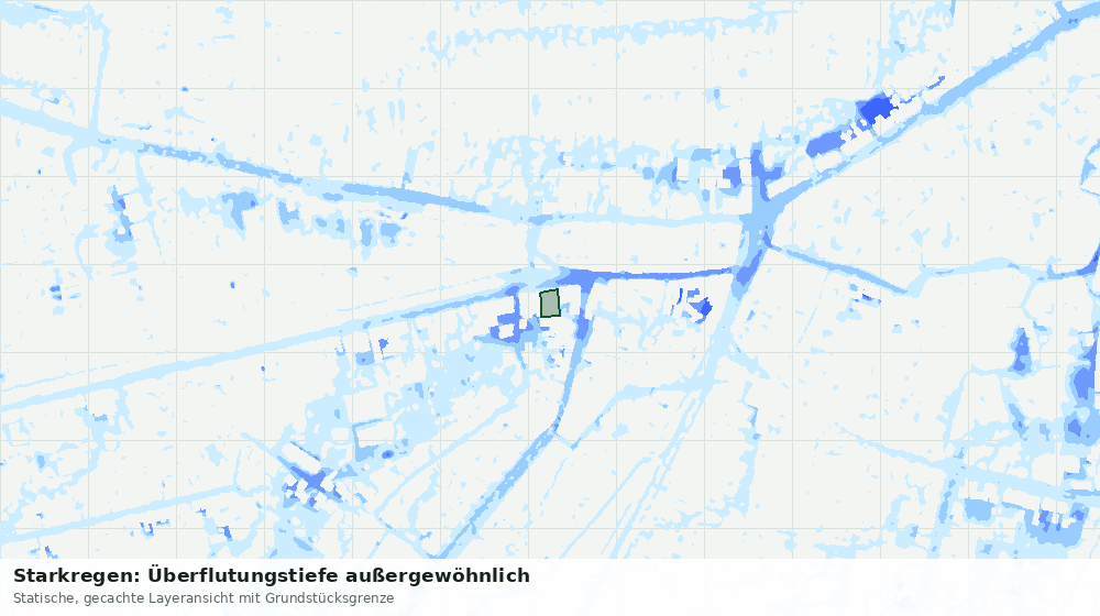 Statische Kartenansicht: Starkregen: Überflutungstiefe außergewöhnlich