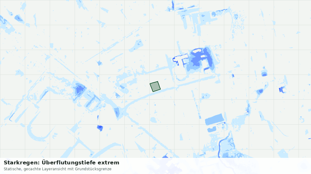 Statische Kartenansicht: Starkregen: Überflutungstiefe extrem