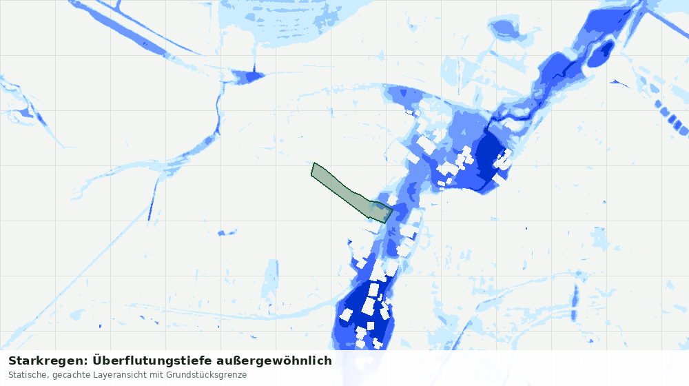 Statische Kartenansicht: Starkregen: Überflutungstiefe außergewöhnlich