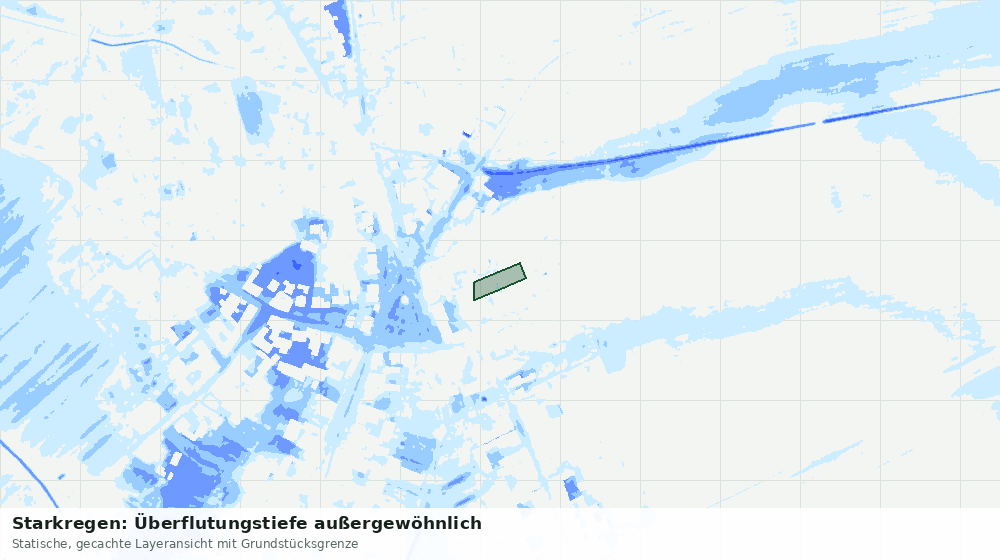 Statische Kartenansicht: Starkregen: Überflutungstiefe außergewöhnlich
