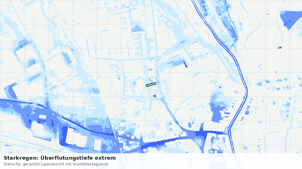Statische Kartenansicht: Starkregen: Überflutungstiefe extrem