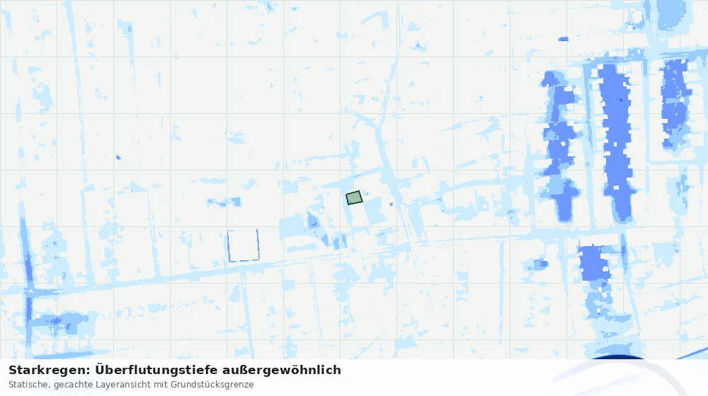 Statische Kartenansicht: Starkregen: Überflutungstiefe außergewöhnlich