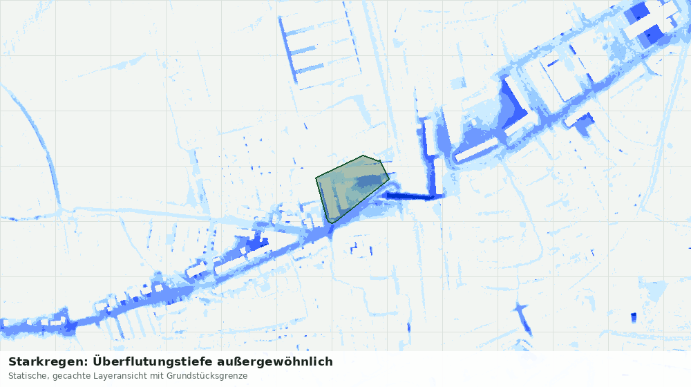 Statische Kartenansicht: Starkregen: Überflutungstiefe außergewöhnlich