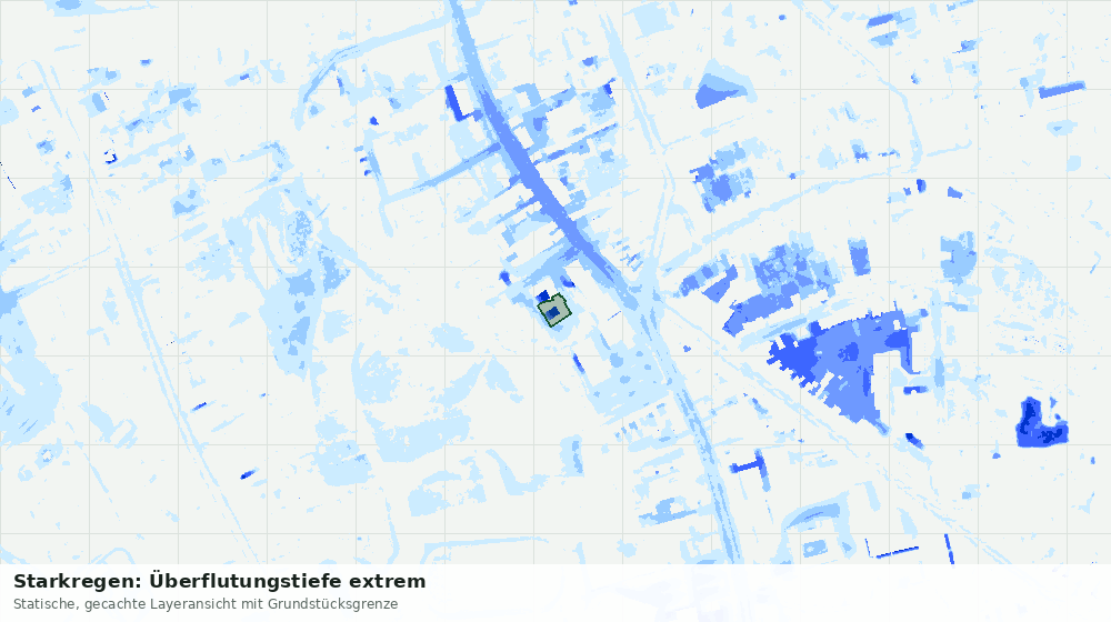 Statische Kartenansicht: Starkregen: Überflutungstiefe extrem